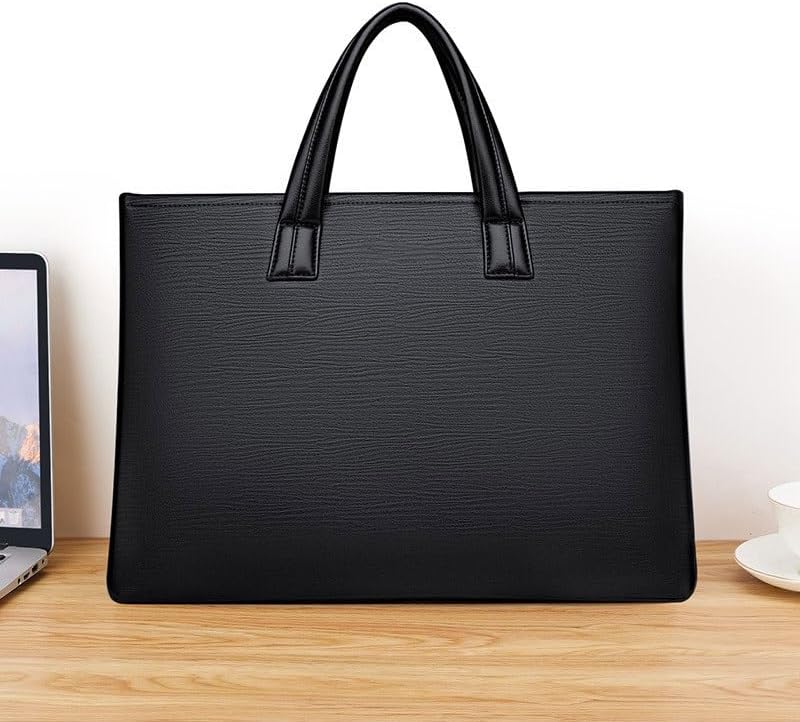 Man Briefcase Computer PU Leather Business Notebook Waterproof Wear-resistant Document Bag