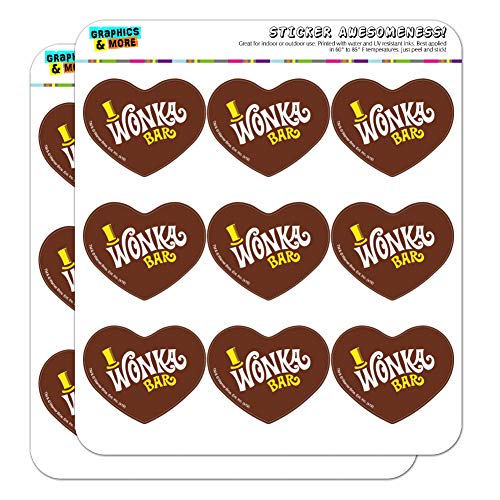 Willy Wonka and The Chocolate Factory Wonka Bar Logo Heart Shaped Planner Calendar Scrapbook Craft Stickers