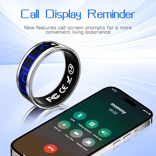 Image of Smart Ring for Women & Men, Fitness & Health Tracker with Display Screen, IP68 Waterproof Smart Rings for Health Monitoring, Fitness Tracker Ring with Call Notification, No App Fe
