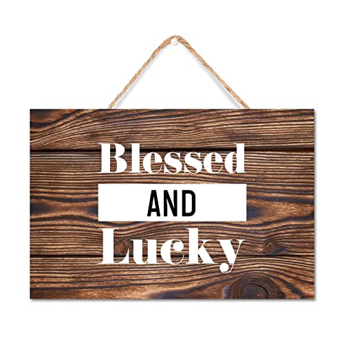 Plaque en bois vintage Blessed de 30,5 x 45,7 cm pour décoration murale de salon