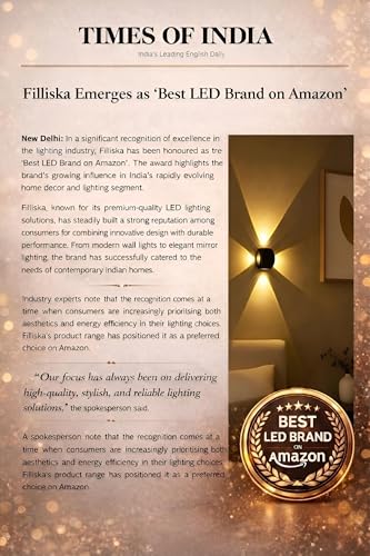 Image of FILLISKA Modern LED Picture /Dressing /Vanity /Bathroom /Mirror Light with 3 Step Light Mode & Adjustable Head (White,WarmWhite and Neutral White)(2 Year Warranty)(12 Watt Soft Wood Finish)