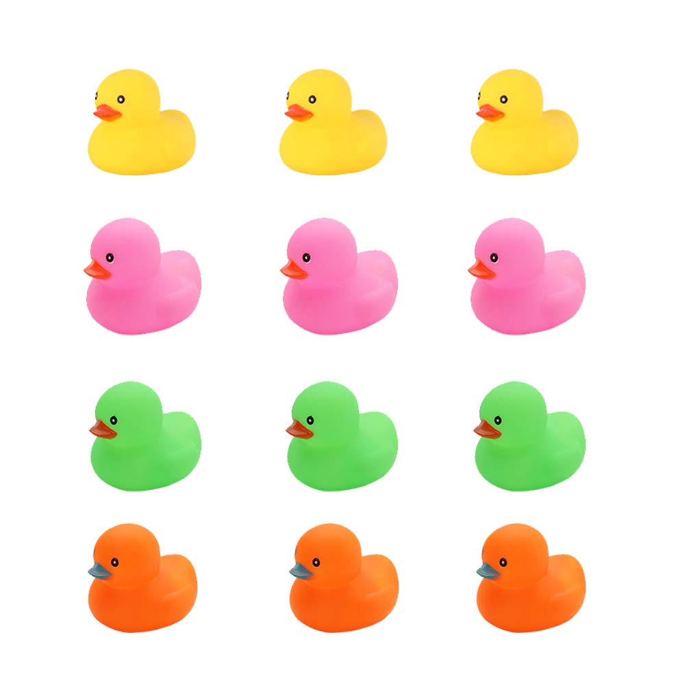 AHUARubber Duck Bath Duck Toys 12 Pcs Multicolor Mini Duck Squeak and Float Ducks for Boys and Girls Over 3 Months (2.2'')