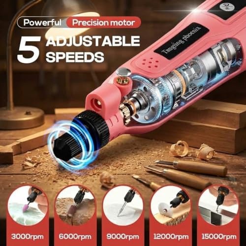 Outil rotatif sans fil 3,7 V avec kit d'accessoires de gravure et de ponçage USB - 8