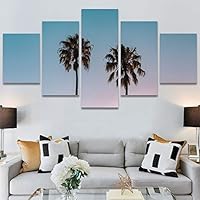 SIGNWIN 5 Panel Canvas Wall Art Palm Tree for Home Decorations Ready to Hang - 60