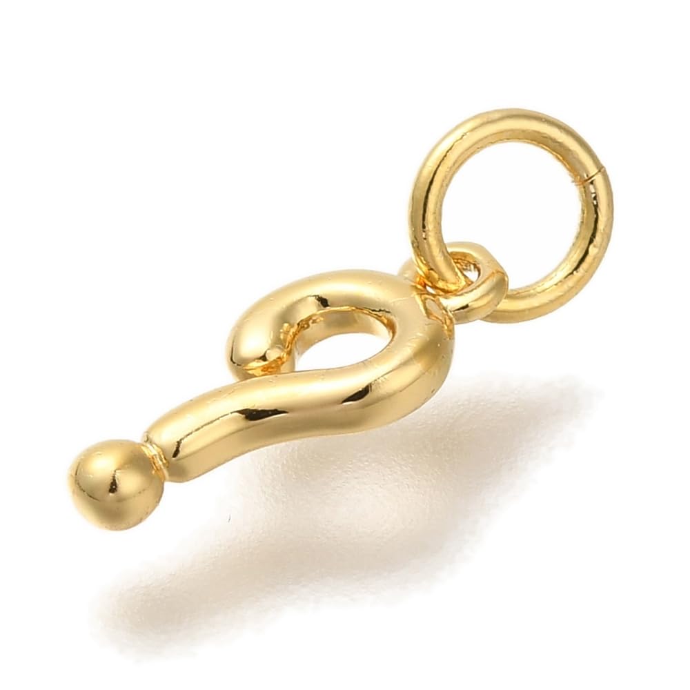 Clotiry 10Pcs Polished Brass Question Mark Charms Cute Golden Writting Punctuation Charms for Jewelry Making Necklace Pendants - Image 3