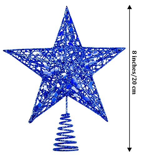 Uratot Glittered Christmas Tree Topper Metal Christmas Treetop Hallow Wire Star Topper For Christmas Home Decoration (8 Inches, Blue) #TOP1