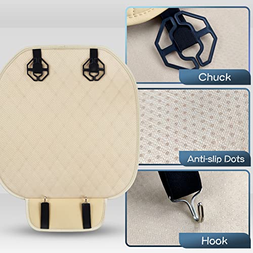 Tiandu Pu Leather Car Seat Covers,2Pcs, Half Pad For Front Seat, Universal Car Seat Cover Bottom Protector, Breathable Comfortable Non-Slip,Compatible With Most Small And Medium Vehicles,Beige #TOP3
