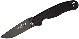 Ontario Knife Company 8846 Rat-1 Black Coated AUS-8 Stainless Steel 3.6 in Plain Edge Blade Nylon Handle 4-Position Reversible Clip Folding Knife for Outdoor, Tactical, Survival & EDC (Black) - Ontario Knife Company