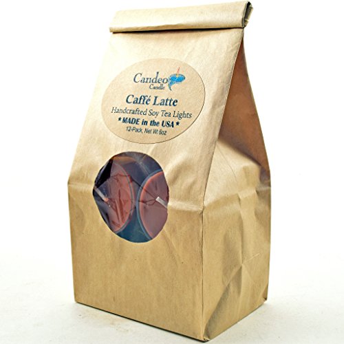 Caffe Latte Scented - Soy Tealight Candles, 12 Pack - Brown Tealight Candles - Highly Scented - Made With Soy Wax - Handmade In The Usa - Candeo Candle - Food Scents #TOP3
