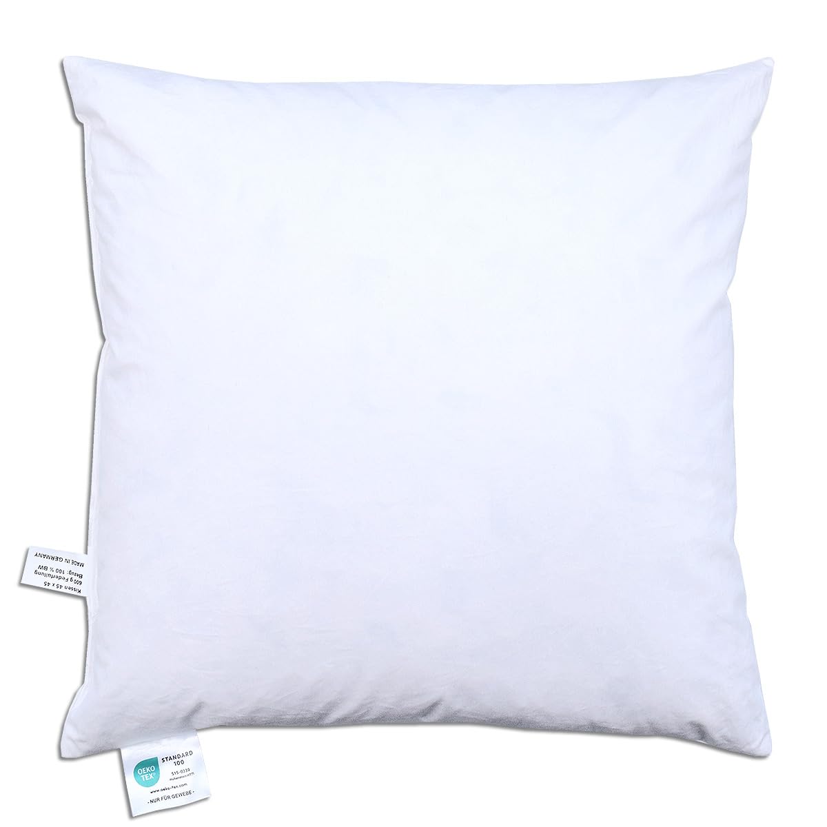 Kissenfüllung Livia 45 x 45 cm mit 600g Daunen-Federfüllung und aus Ökotex-Baumwolle- hochwertiges Federkissen in weiß mit extra Dicker Füllung - Kissen-Inlett