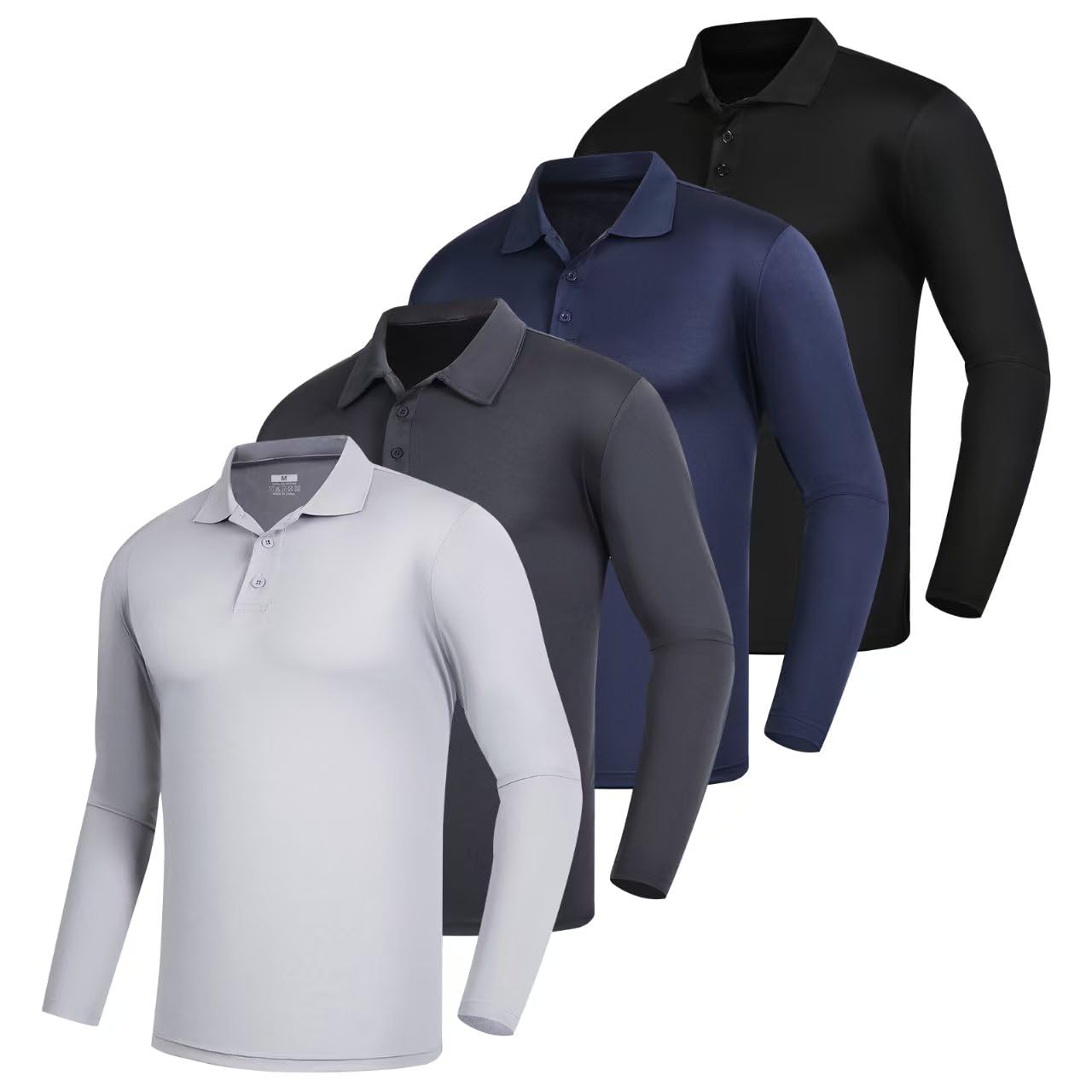 Men's Golf Polo Shirts,1 Pack/4 Pack Long Sleeve Quick Dry Athletic Casual Performance Collar Shirts for Men