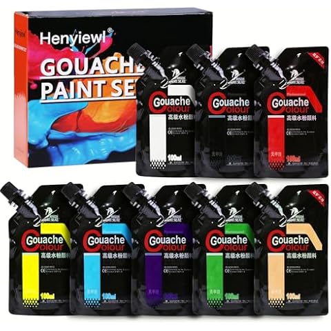 Gouache Paint Set, 8 Colors x100 ml Non-Toxic Gouache for Canvas and Paper, Gouache Opaque Watercolor Painting Perfect Art Supplies for Artists, Students, and Kids Cover