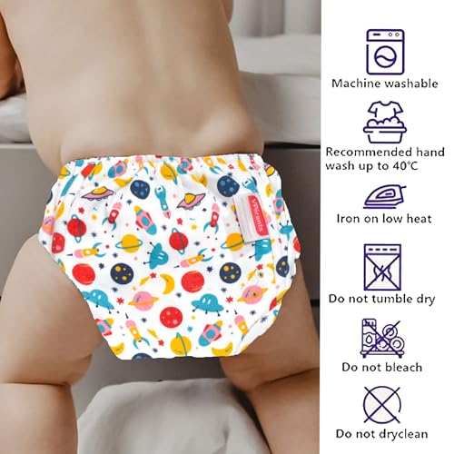 Image of VParents Padded Underwear for Babies and Toddlers with 3 Layers of Cotton Padding Potty Training Pull Up & Diaper-Free Time Pack of 2(6-12 Months) Lion and galaxy