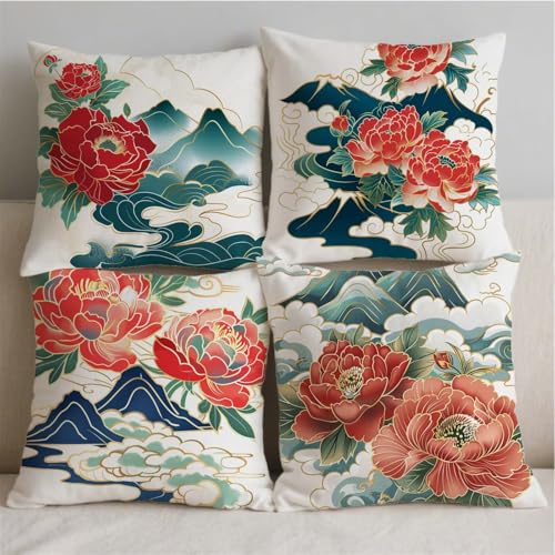 Housse coussin 80x80cm imperméable fleurs et imprimé double face - 3