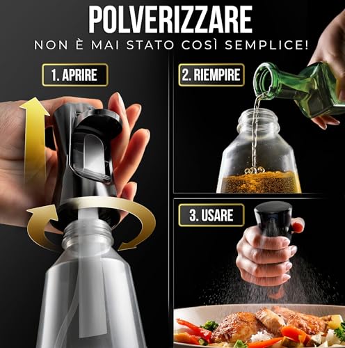 ActivoTex Spruzzatore Olio. Spruzzino Olio per Friggitrice ad Aria. 300 ml Vaporizzatore Olio da Cucina. Spray Olio Evo. Nebulizzatore Olio Alimentare. Spruzzino per Alimenti - immagine 4