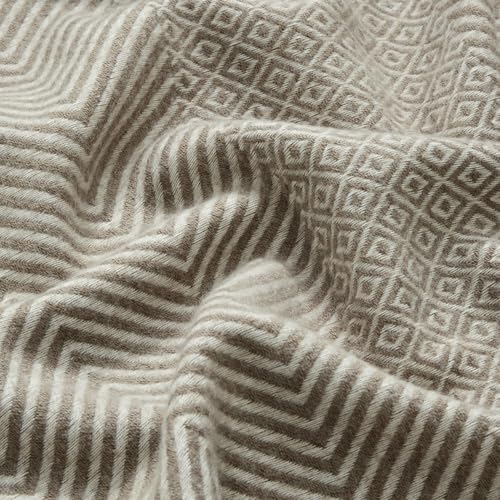 Image of CREVENT 50 inchX60 inch Farmhouse Breathable Soft and Warm Classic Throw Blanket for Sofa Couch Bed, Faux Cashmere Home Decoration Throw with Tassles (Coffee)