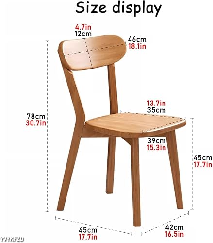Miniatura 3 de YVYKFZD Sillas de comedor de madera maciza, juego de sillas de cocina con respaldo curvo, silla de comedor sin brazos, silla auxiliar cómoda de