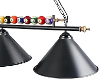 Vista 7 de Lámpara de mesa de billar de 47 pulgadas para mesas de 7 pies y 8 pies, colgar sobre billar con bola real y 3 pantallas de lámpara de metal