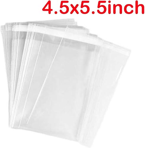 Miniatura 2 de 100 bolsas de sellado autoadhesivas de celofán de 4.5 x 5.5 pulgadas, suministros de embalaje de regalo para panadería, velas, galletas, 100 unidades