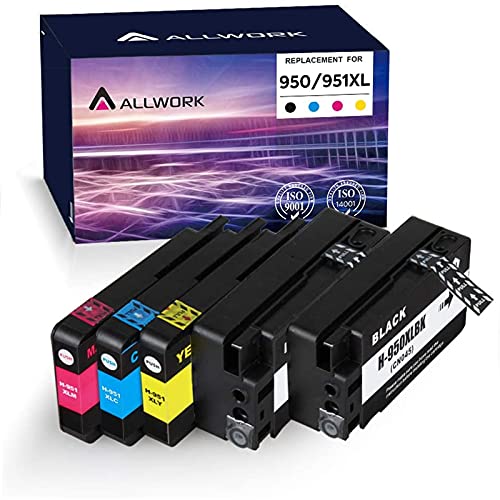 Allwork 950XL 951XL Compatible Ink Cartridges Replacement for HP 950 XL 951 XL High Yield Ink Works with HP Officejet Pro 8100 8600 Plus 8610 8615 8620 8625 8630 8640 8660 251dw 276dw 5(2KCMY)