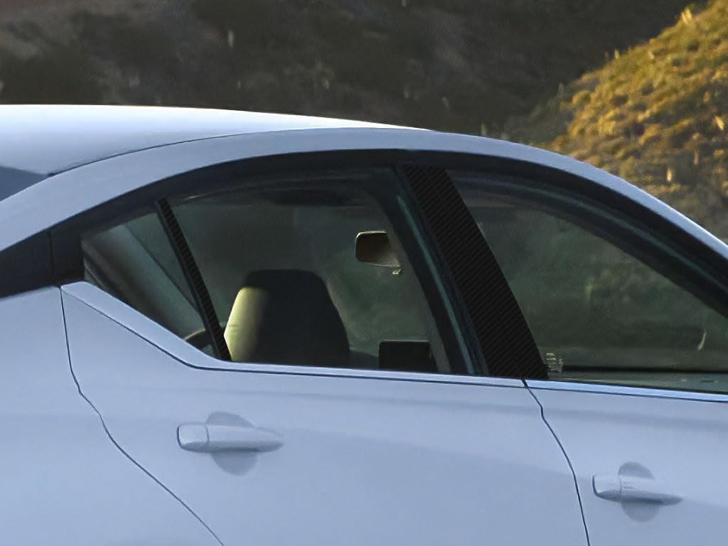 Rvinyl Pillar Post Pre Cut Window Trim Kits in Gloss Black Compatible with Nissan Altima 2019-2024 - Adhesive Backs