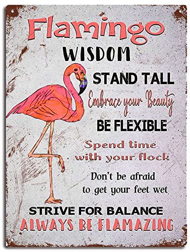 Xitangyouyu Flamingo Wisdom Metal Sign - Inspirational Indoor Outdoor Flamingo Decor Sign - Decorative Beach Sign With Glossy Finish - Pre-Drilled Holes For Easy Mounting 12X16Inch/Tin Sign… #TOP20