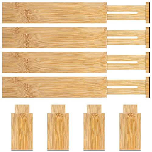 4 Pack Bamboo Drawer Dividers Organizer with Inserts 2.6'' High,