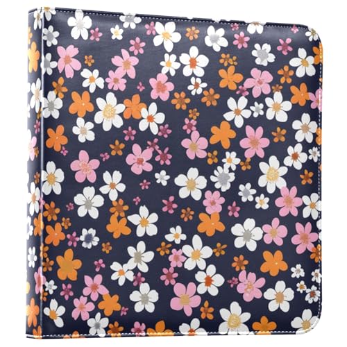 Reiacy Grand album photo autocollant – Petites fleurs roses – Classeur à anneaux rechargeable avec 20 feuilles pouvant contenir des photos de 15,2 x 10,2 cm, 17,8 x 12,7 cm pour voyage en famille