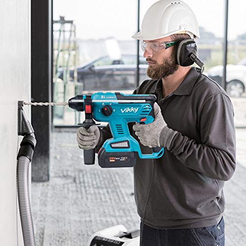 Vikky 20V SDS Plus Bohrhammer, bürstenloser Akku-Abbruchhammer-Kit, mit 4.2Ah Akku und Ladegerät, 4 Funktionen, geeignet für Bohrer, spitze/flache/U-förmige Meißel – Bild 7