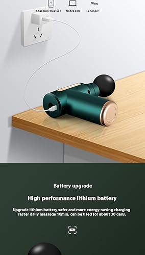 Miniatura 2 de Pistola de masaje de percusión con 4 accesorios, masajeador muscular de tejido profundo, verde