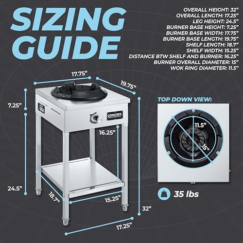 concord professional vortex burner stainless steel commercial wok range single burner outdoor propane stove great for stir fry outdoor kitchen asian cuisine