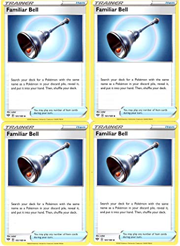 Pokemon Trainer Card Set - Familiar Bell 161 189 - Darkness Ablaze Item Card x4 Lot