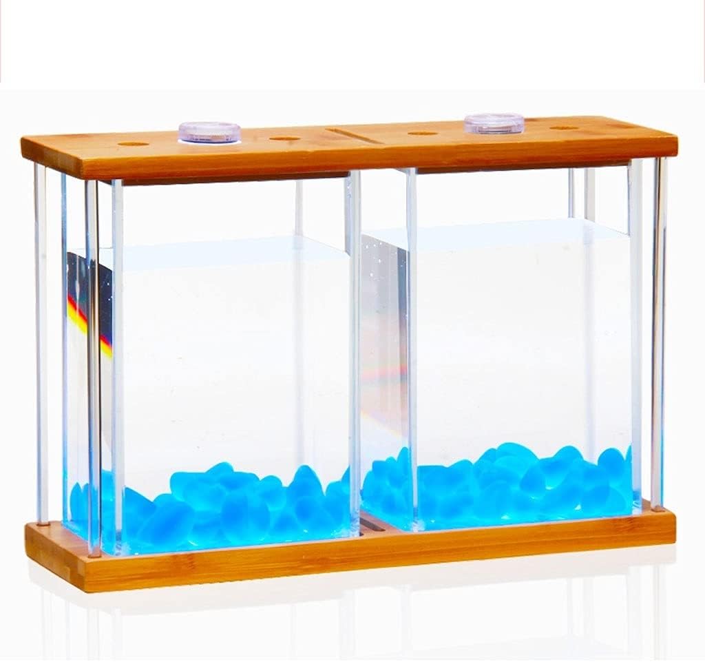 Fish Tabk Creative Double-Sided Glass Transparent Foam Fish Tank Rectangular Small Decorative Fish Tank Water Plant Fish Tank Office Home Cool Fish Tank