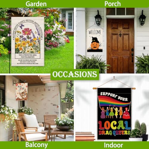 Bandera de jardín LGBTQ Hafhue exterior impermeable con impresión doble cara para patio 7
