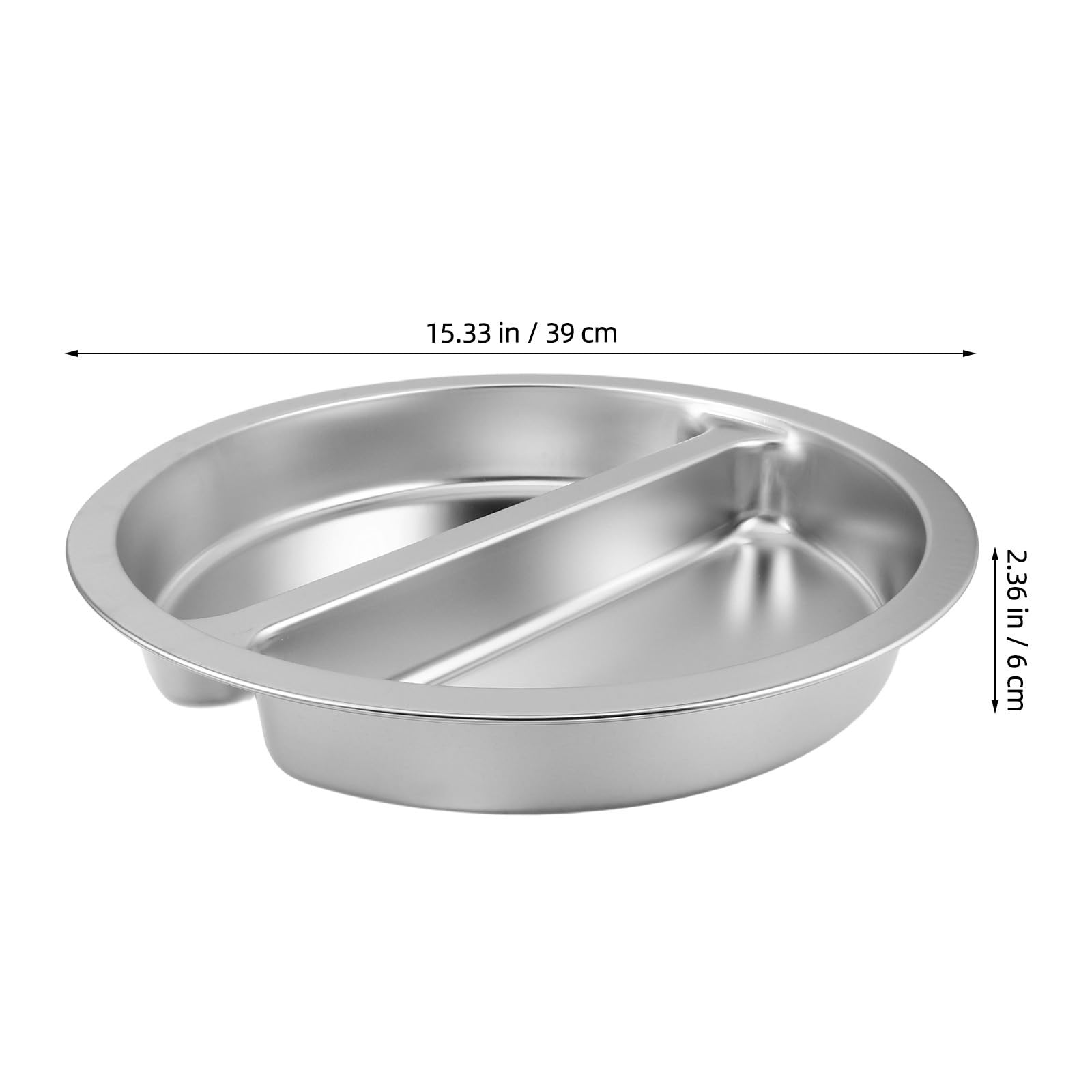 Plato de Buffet Redondo de Acero Inoxidable de 6 L con Doble Compartimento, Diseño Higiénico y Elegante para Fiestas y Hoteles Profesionales