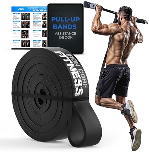 Pull Up Resistance Band – 28-50 lb Band for Men and Women – Long Loop Rubber Strap for Pull Ups, Push Ups, Speed Training & Assisted Dips – Black Thick Bands for Stretching & Mobility Workouts