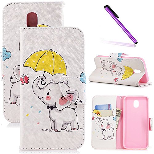COTDINFOR Samsung Galaxy J5 Pro Coque Wallet Housse avec Carte/Cash Slots [Kickstand] PU en Cuir Coque Portefeuille à Rabat Étui Housse pour Samsung Galaxy J5 2017(EU Version) Umbrella Dumbo BF.