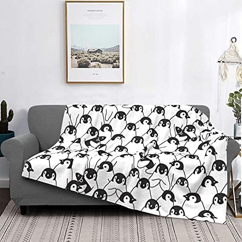 Funny Penguin Flannel Reversible Throw Blanket Fuzzy and Soft Fleece Bed Blanket 50 40/60 50/80 60 inches