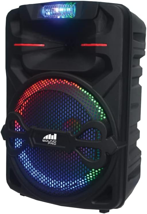 naxa electronics nds 1238 portable 12%e2%80%b3 bluetooth party speaker with multi color round running lights up to 2 5 hours play time fm tuner usb