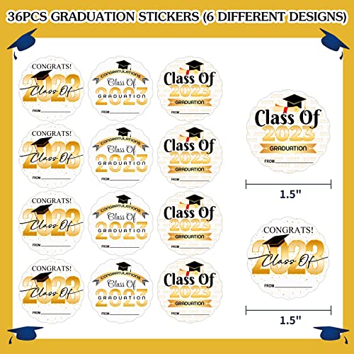 Whatsign 36Pcs Graduation Stickers Class Of 2023 Stickers Labels 1.5" Graduation Gift Tags Graduation Labels Present Sticker For Envelope Seal Cards Boxes Gift Wrap Graduation Party Favors Decorations #TOP6