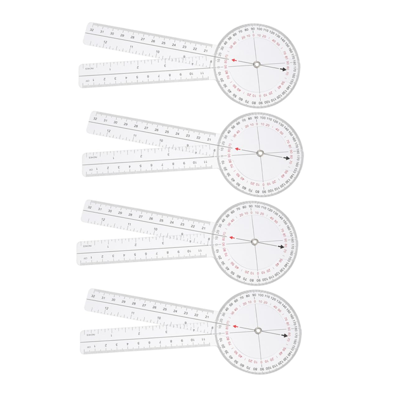 Gadpiparty 4pièces Goniomètre Rotatif De Mesure Et Équerre Plastique Transparent Graduation Claire Outil Pour Étudiants Et Enseignants