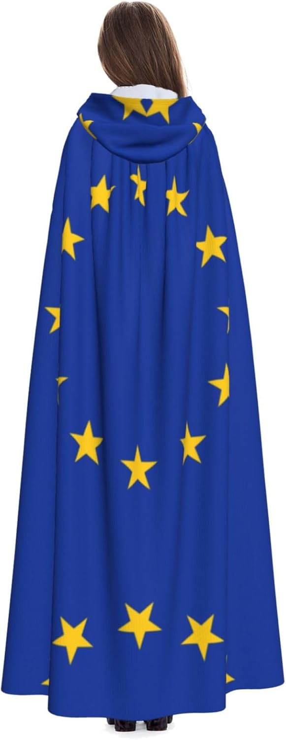 EU Flag Unique Darkness Poncho Shawl - Customizable Wearable Blanket for Women, Perfect Halloween Costume Accessory, Knight, Akatsuki, and More
