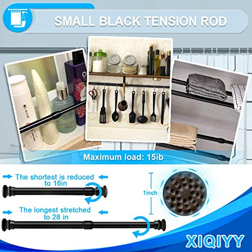 Xiqiyy Strong Small Tension Rods 16 To 28 Inch Diameter 22 Mm 1Pcs 1Inch Shower Curtain Rod Black, Anti-Slip -Heavy Duty Adjustable Spring Tension Rod For Windows,Bathroom #TOP5