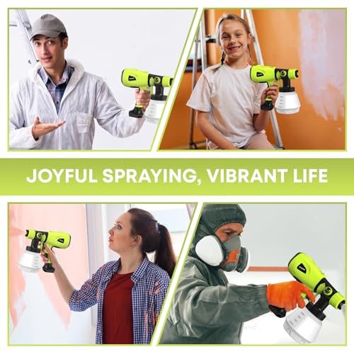 Paint Sprayer Tool 1000W High Power Electric Spray Paint Gun for Lawn and Garden Easy to Clean for Furniture Home Interior House Painting Bright Green - Thumbnail 3