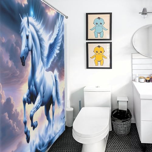 Rideau de douche cheval 140x183 cm imperméable avec crochets - 3