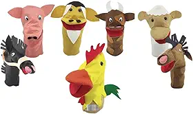 Fantoches Animais Da Fazenda De Mão 25cm Kit Com 7 Personagens Tecido Feltro