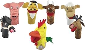 Fantoches Animais Da Fazenda De Mão 25cm Kit Com 7 Personagens Tecido Feltro