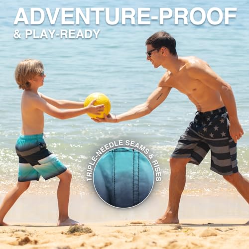 Image of Kanu Surf Boys' Victor Stripe Quick Dry Beach Board Shorts Swim Trunk