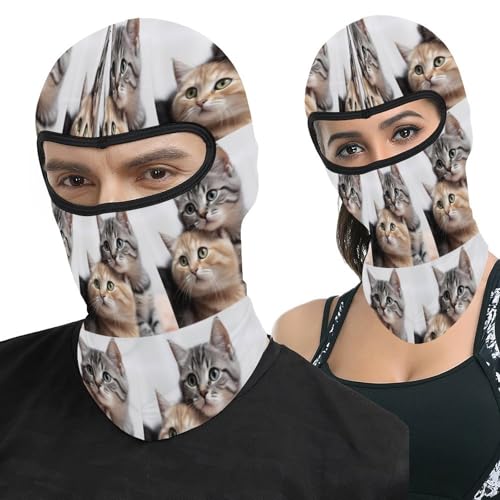 Balaclava para hombres y mujeres con diseño estampado de gatos, máscara facial térmica para clima frío, equipo para motocicleta y esquí, máscara de invierno para mujer y hombre miniatura 1