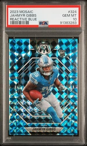 Graded 2023 Mosaic Jahmyr Gibbs #324 Reactive Blue Rookie RC Foot...